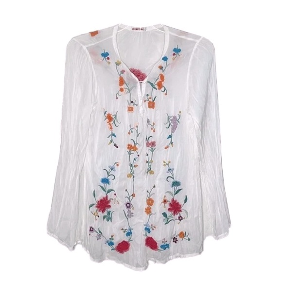 JOHNNY WAS Floral Blouse Size L - Picture 1 of 4
